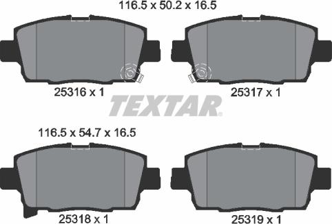 Textar 2531601 - Тормозные колодки, дисковые, комплект unicars.by