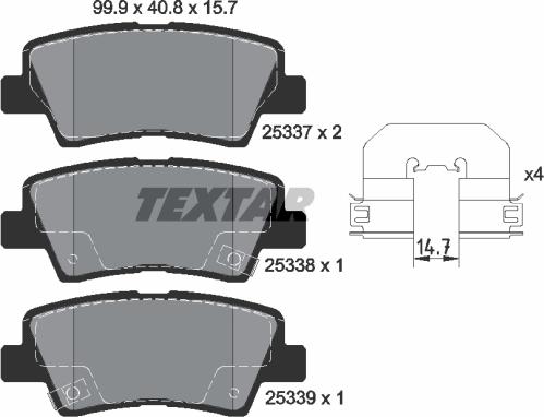 Textar 2533703 - Тормозные колодки, дисковые, комплект unicars.by