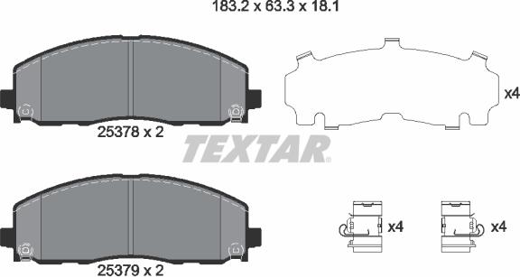 Textar 2537801 - Тормозные колодки, дисковые, комплект unicars.by