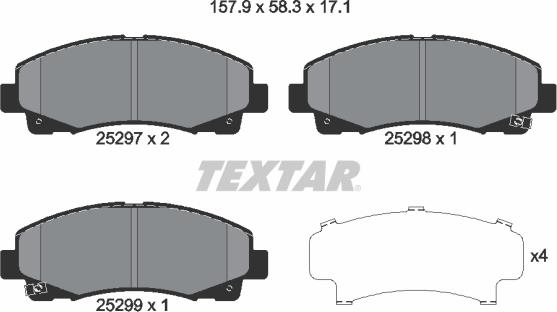 Textar 2529701 - Тормозные колодки, дисковые, комплект unicars.by