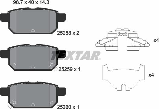 Textar 2525801 - Тормозные колодки, дисковые, комплект unicars.by