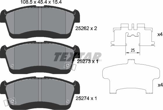 Textar 2526201 - Тормозные колодки, дисковые, комплект unicars.by