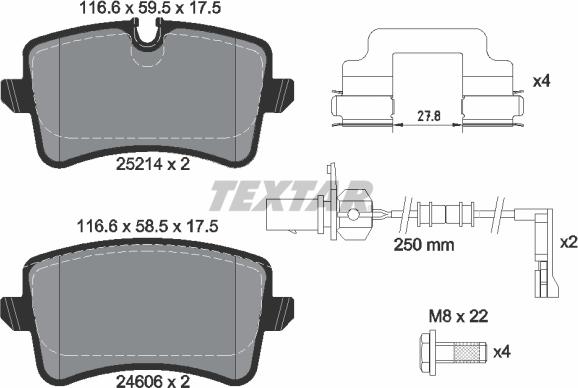 Textar 2521404 - Тормозные колодки, дисковые, комплект unicars.by