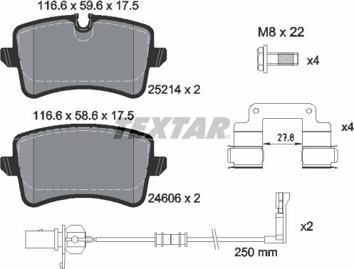 Textar 2521405 - Тормозные колодки, дисковые, комплект unicars.by