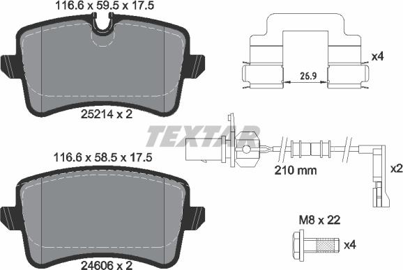 Textar 2521403 - Тормозные колодки, дисковые, комплект unicars.by