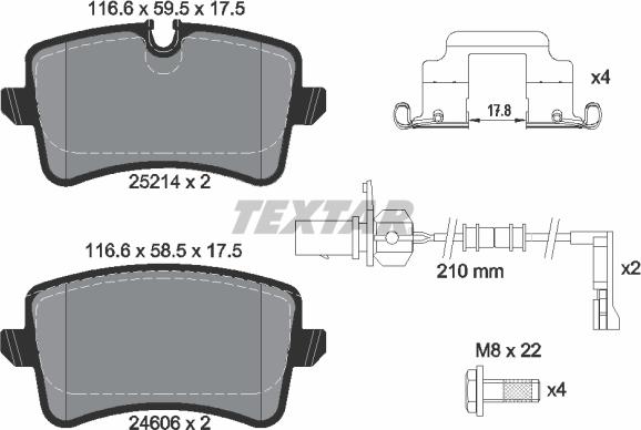 Textar 2521402 - Тормозные колодки, дисковые, комплект unicars.by