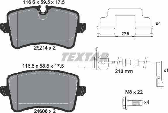 Textar 2521413 - Тормозные колодки, дисковые, комплект unicars.by