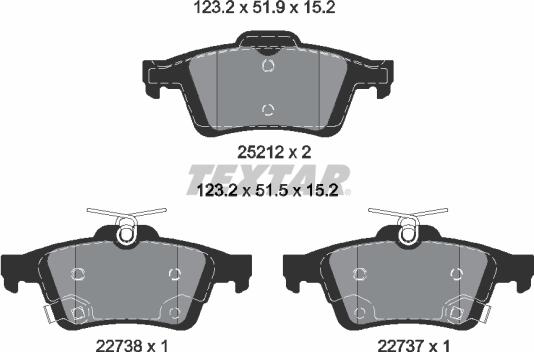 Textar 2521204 - Тормозные колодки, дисковые, комплект unicars.by