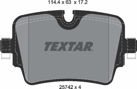 Textar 2574201 - Тормозные колодки, дисковые, комплект unicars.by