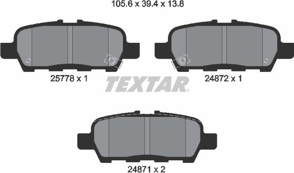 Textar 2577801 - Тормозные колодки, дисковые, комплект unicars.by