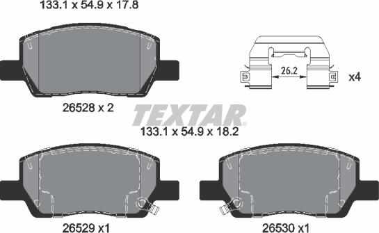 Textar 2652801 - Тормозные колодки, дисковые, комплект unicars.by