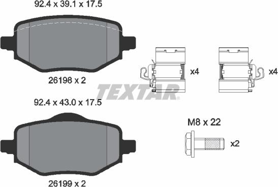 Textar 2619801 - Тормозные колодки, дисковые, комплект unicars.by