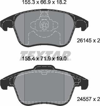 Textar 2614501 - Тормозные колодки, дисковые, комплект unicars.by