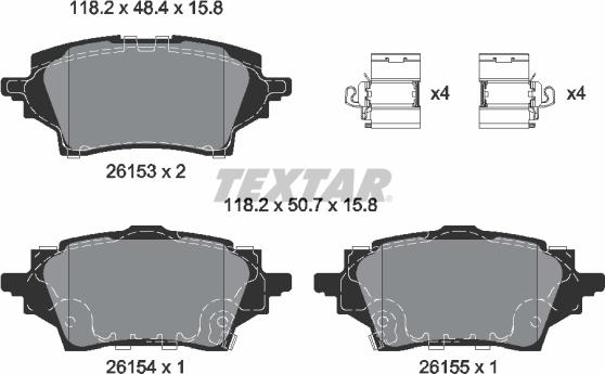 Textar 2615301 - Тормозные колодки, дисковые, комплект unicars.by