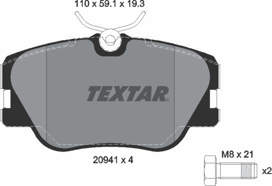 Textar 2094102 - Тормозные колодки, дисковые, комплект unicars.by