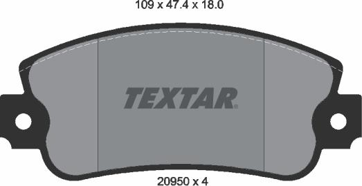 Textar 2095005 - Тормозные колодки, дисковые, комплект unicars.by