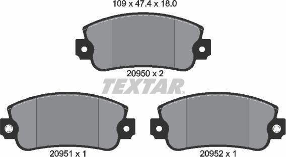 Textar 2095006 - Тормозные колодки, дисковые, комплект unicars.by