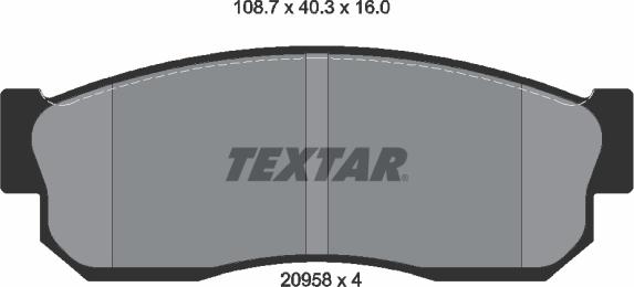 Textar 2095802 - Тормозные колодки, дисковые, комплект unicars.by