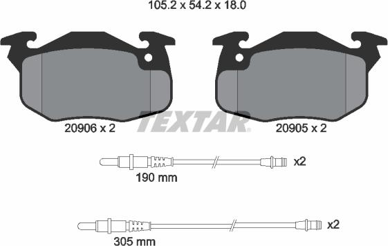 Textar 2090603 - Тормозные колодки, дисковые, комплект unicars.by