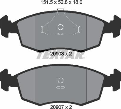 Textar 2090802 - Тормозные колодки, дисковые, комплект unicars.by