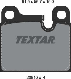 Textar 2091001 - Тормозные колодки, дисковые, комплект unicars.by