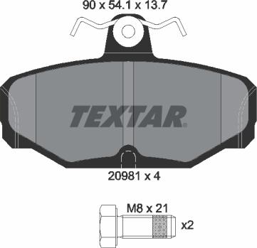 Textar 2098101 - Тормозные колодки, дисковые, комплект unicars.by