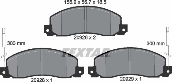 Textar 2092602 - Тормозные колодки, дисковые, комплект unicars.by