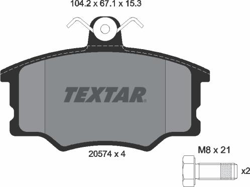 Textar 2057401 - Тормозные колодки, дисковые, комплект unicars.by