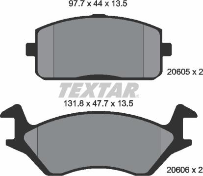 Textar 2060501 - Тормозные колодки, дисковые, комплект unicars.by