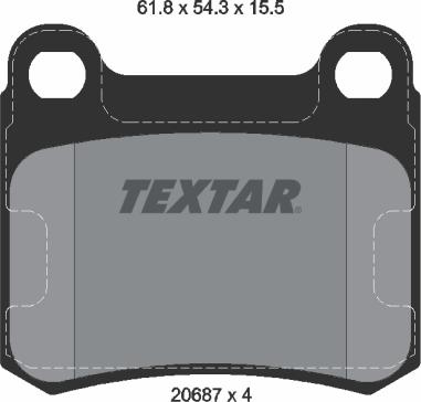 Textar 2068701 - Тормозные колодки, дисковые, комплект unicars.by