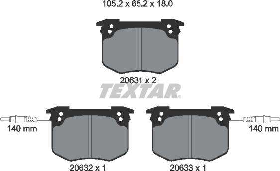 Textar 2063101 - Тормозные колодки, дисковые, комплект unicars.by