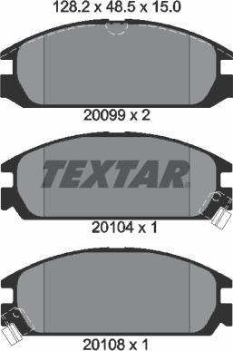 Textar 2009902 - Тормозные колодки, дисковые, комплект unicars.by