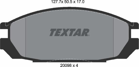 Textar 2009801 - Тормозные колодки, дисковые, комплект unicars.by