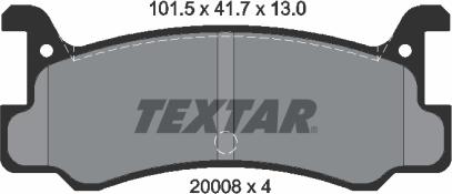 Textar 2000801 - Тормозные колодки, дисковые, комплект unicars.by