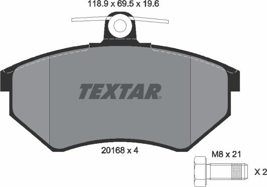 Textar 2016804 - Тормозные колодки, дисковые, комплект unicars.by