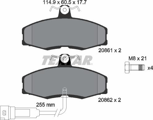 Textar 2086109 - Тормозные колодки, дисковые, комплект unicars.by