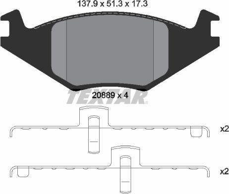 Textar 2088902 - Тормозные колодки, дисковые, комплект unicars.by