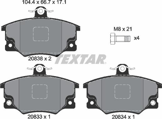 Textar 2083302 - Тормозные колодки, дисковые, комплект unicars.by