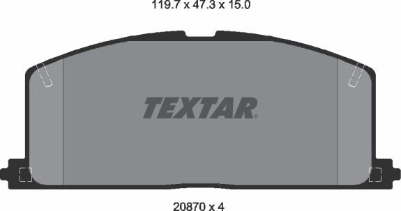 Textar 2087001 - Тормозные колодки, дисковые, комплект unicars.by