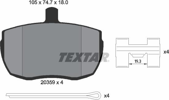 Textar 2035908 - Тормозные колодки, дисковые, комплект unicars.by