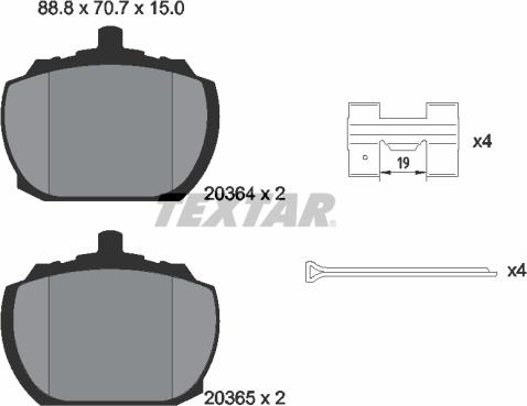 Textar 2036404 - Тормозные колодки, дисковые, комплект unicars.by