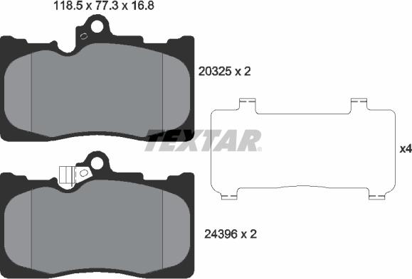 Textar 2032501 - Тормозные колодки, дисковые, комплект unicars.by