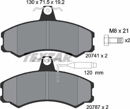 Textar 2074101 - Тормозные колодки, дисковые, комплект unicars.by