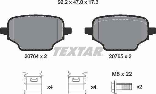 Textar 2076401 - Тормозные колодки, дисковые, комплект unicars.by