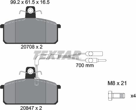 Textar 2070804 - Тормозные колодки, дисковые, комплект unicars.by