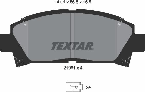 Textar 2196102 - Тормозные колодки, дисковые, комплект unicars.by