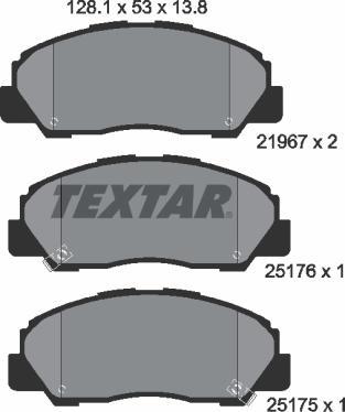 Textar 2196701 - Тормозные колодки, дисковые, комплект unicars.by