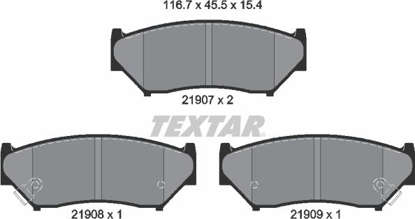 Textar 2190701 - Тормозные колодки, дисковые, комплект unicars.by