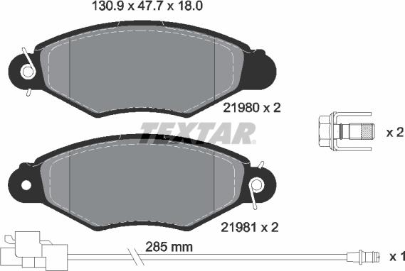 Textar 2198009 - Тормозные колодки, дисковые, комплект unicars.by