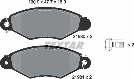 Textar 2198004 - Тормозные колодки, дисковые, комплект unicars.by